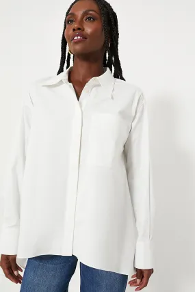 White Cotton Cape Button Down