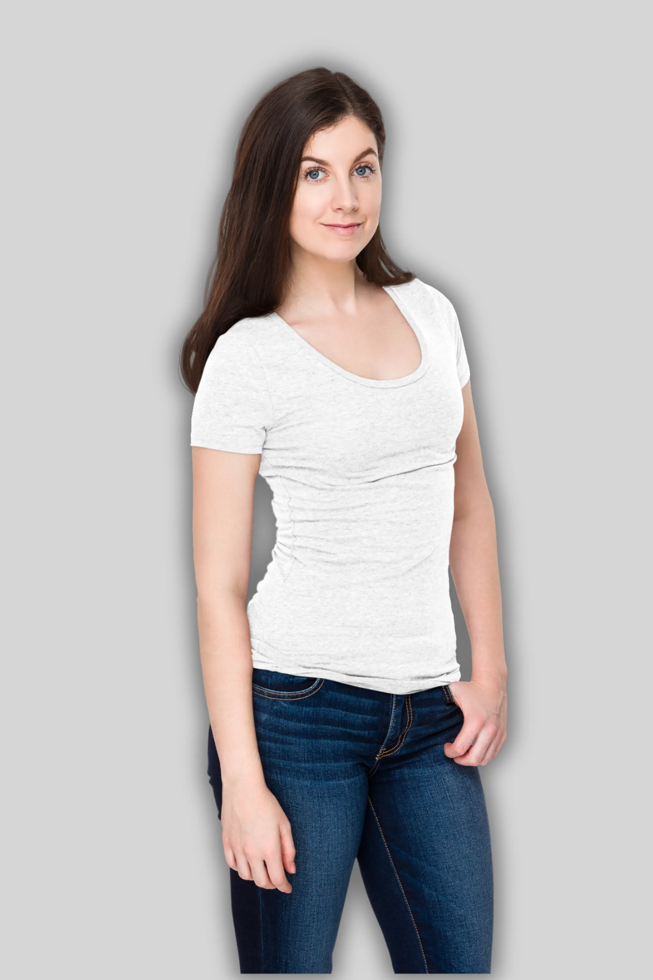 White Scoop Neck T-shirt for women