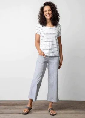 Women's Habitat | Comfortable City Capri Pant | Black Pinstripe