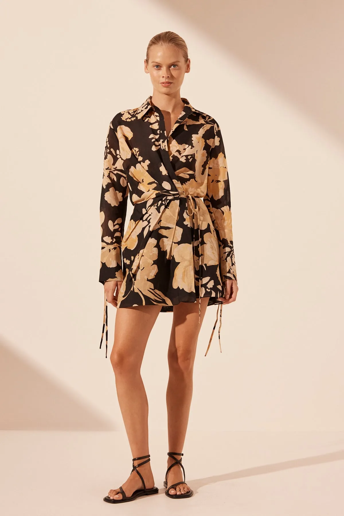 XENIA DRAPED SHIRT MINI DRESS